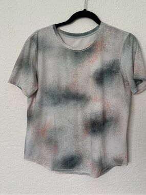 Lululemon Short Sleeve Crew Tee in Spray Camo Teal & Orange